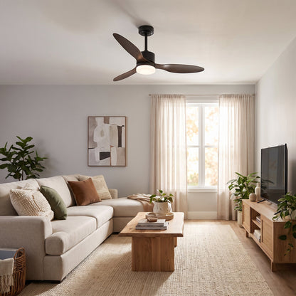 White LED Ceiling Fan - Modern Reversible Fan with Light