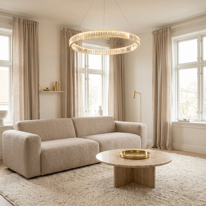 Double Ring Crystal Chandelier Gold - Modern Tiered Light