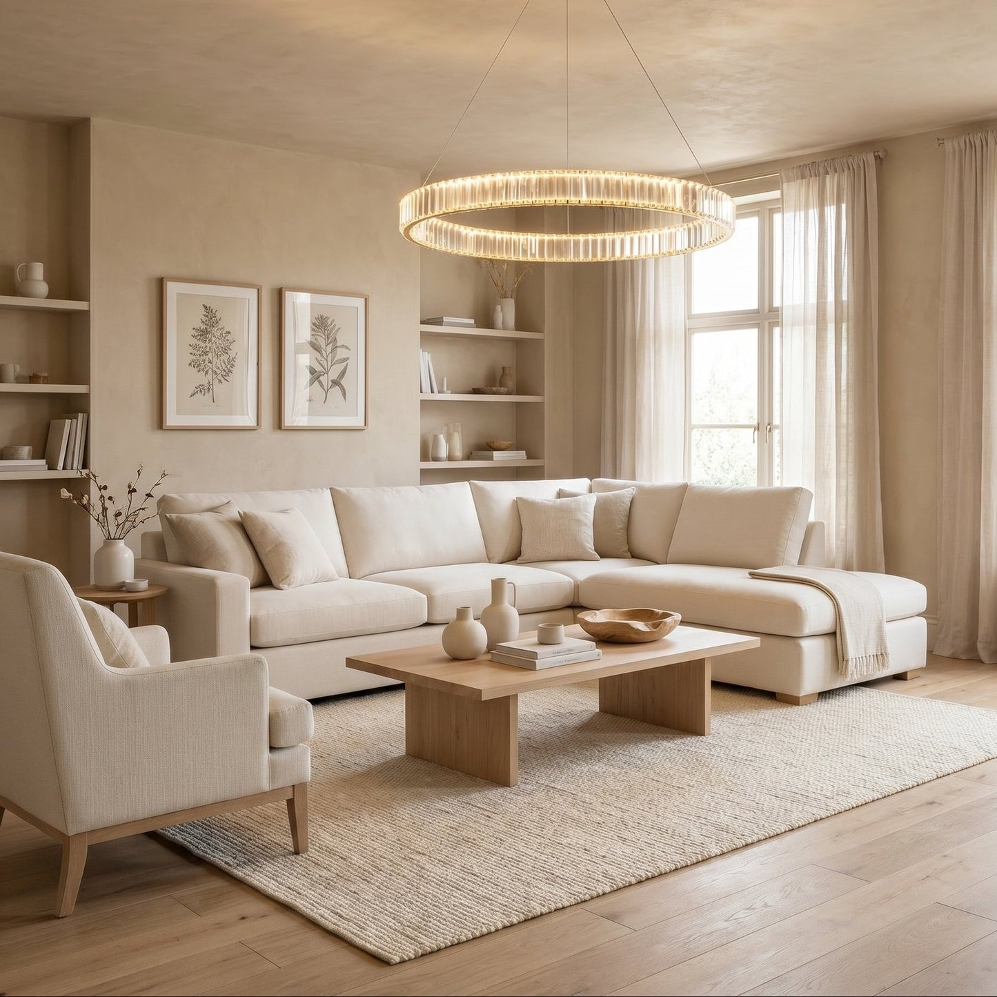 Double Ring Crystal Chandelier Gold - Modern Tiered Light