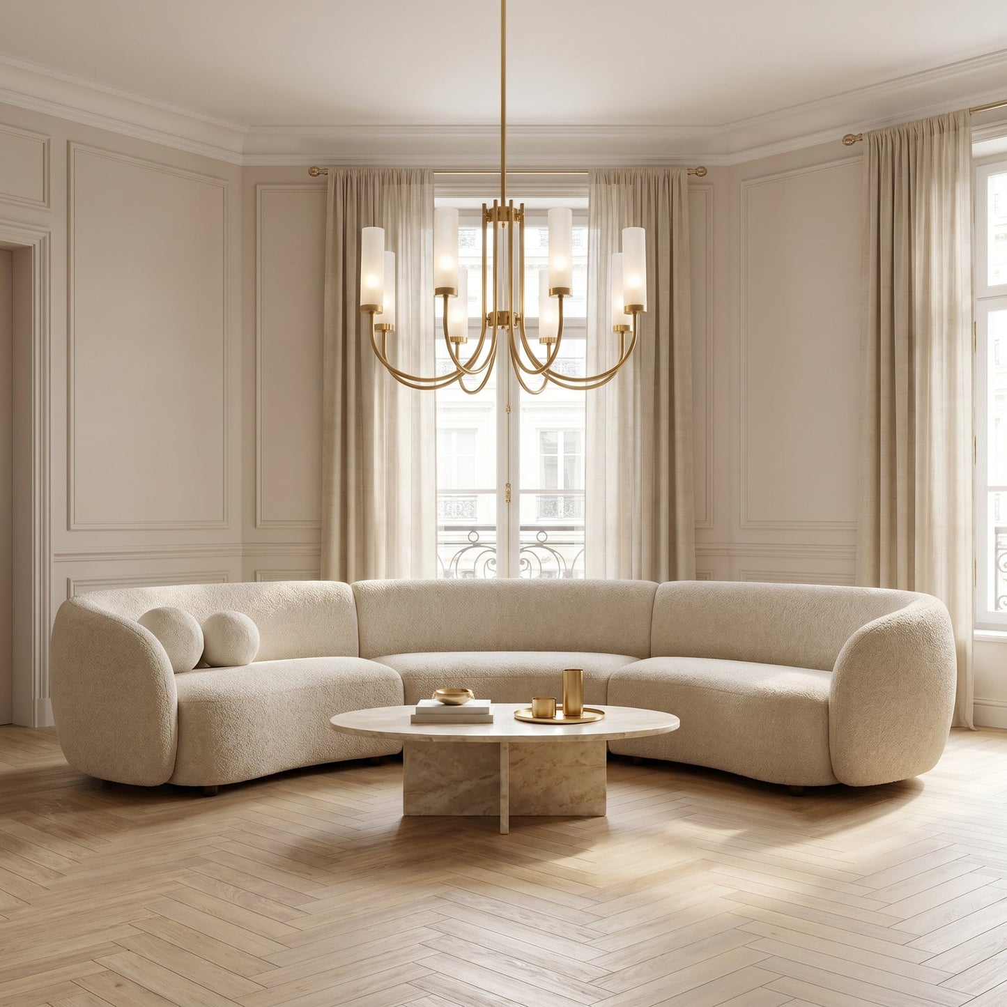 Frosted Glass Candle Chandelier Gold - Classic Pendant Light