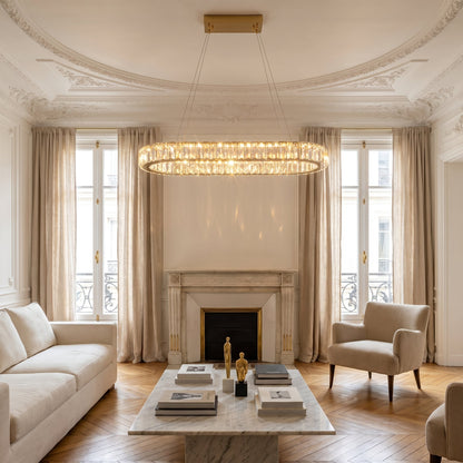 Oval Crystal Chandelier Gold - Modern Linear Pendant