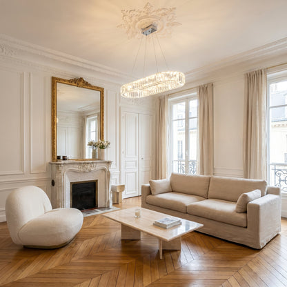 Oval Crystal Chandelier Gold - Modern Linear Pendant