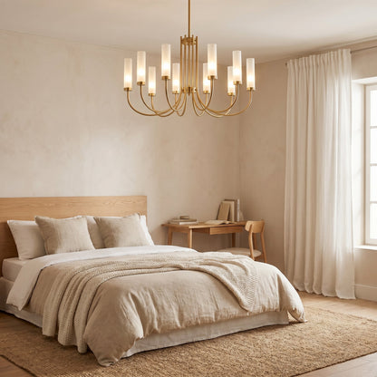 Frosted Glass Candle Chandelier Gold - Classic Pendant Light