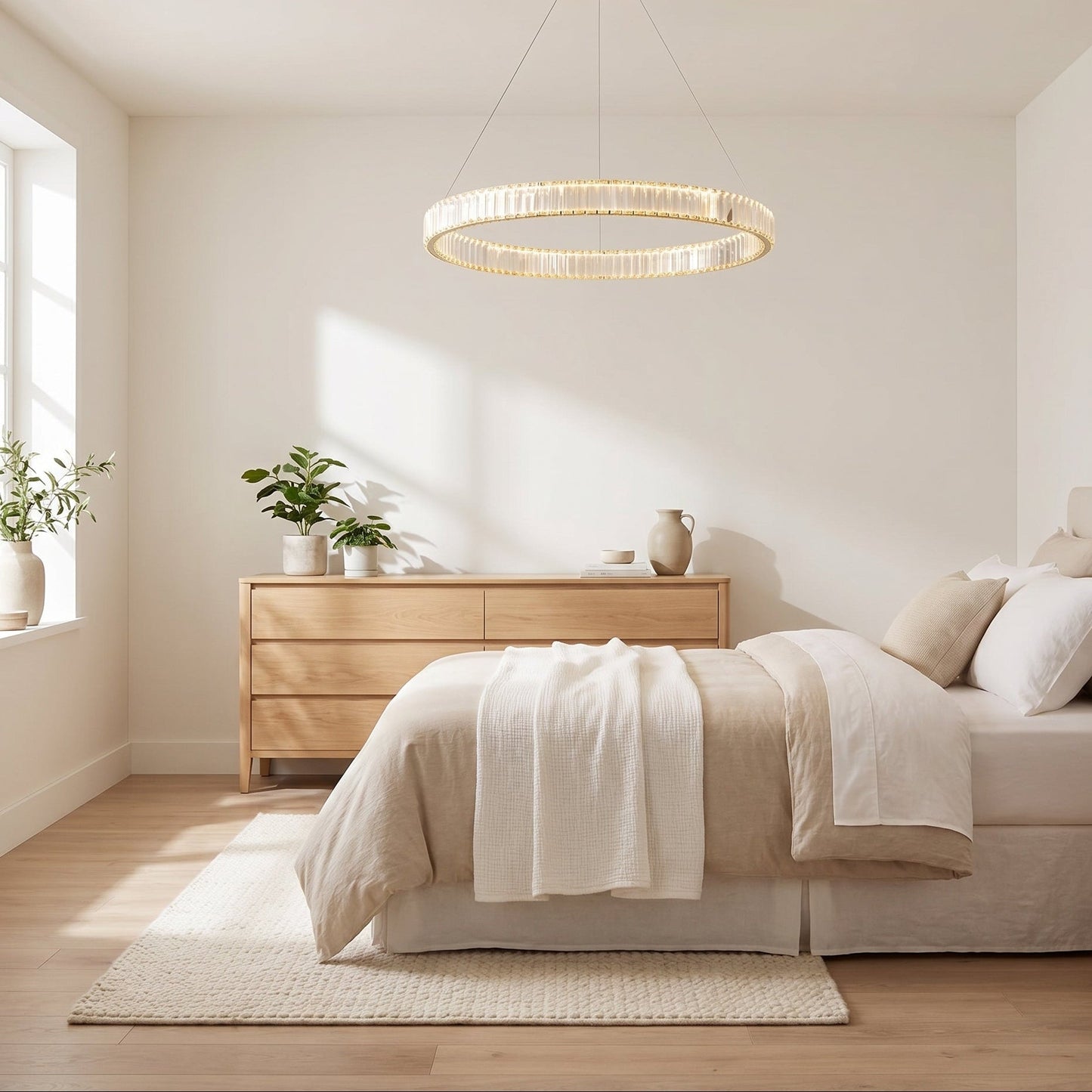 Double Ring Crystal Chandelier Gold - Modern Tiered Light