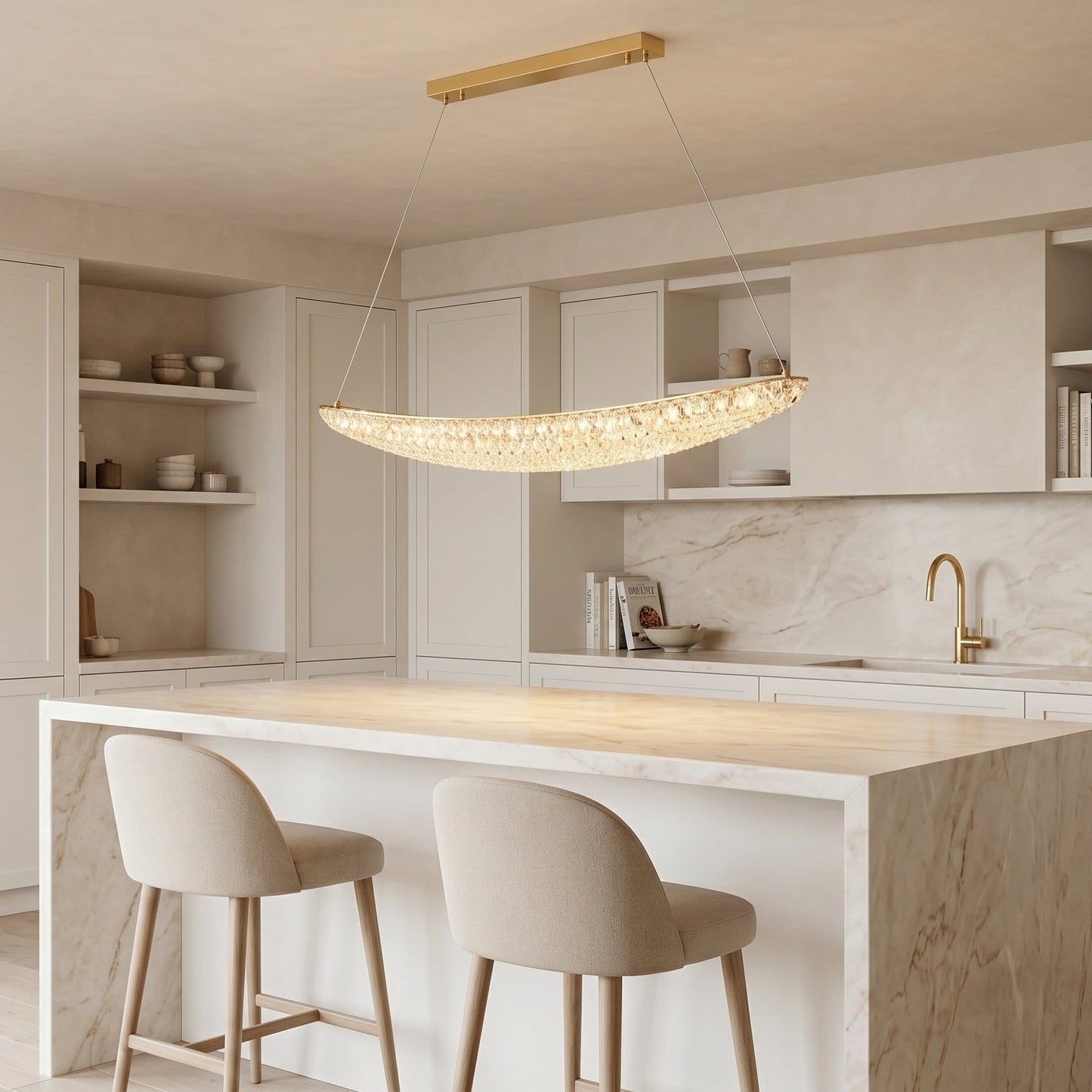 Linear Crystal Chandelier Champagne - Modern Island Pendant