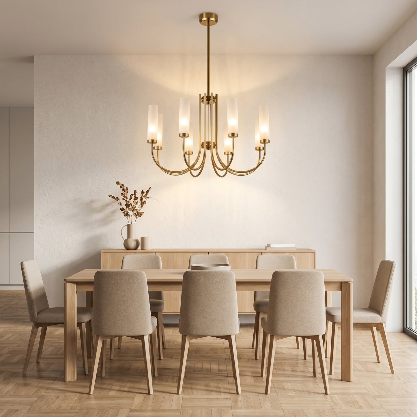 Frosted Glass Candle Chandelier Gold - Classic Pendant Light