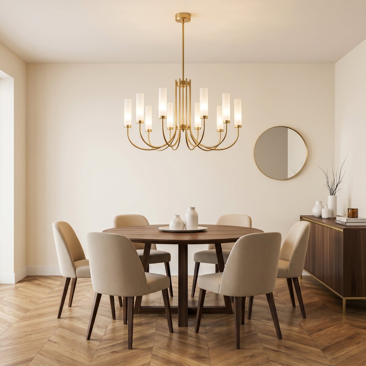 Frosted Glass Candle Chandelier Gold - Classic Pendant Light