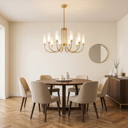Frosted Glass Candle Chandelier Gold - Classic Pendant Light