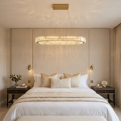 Oval Crystal Chandelier Gold - Modern Linear Pendant