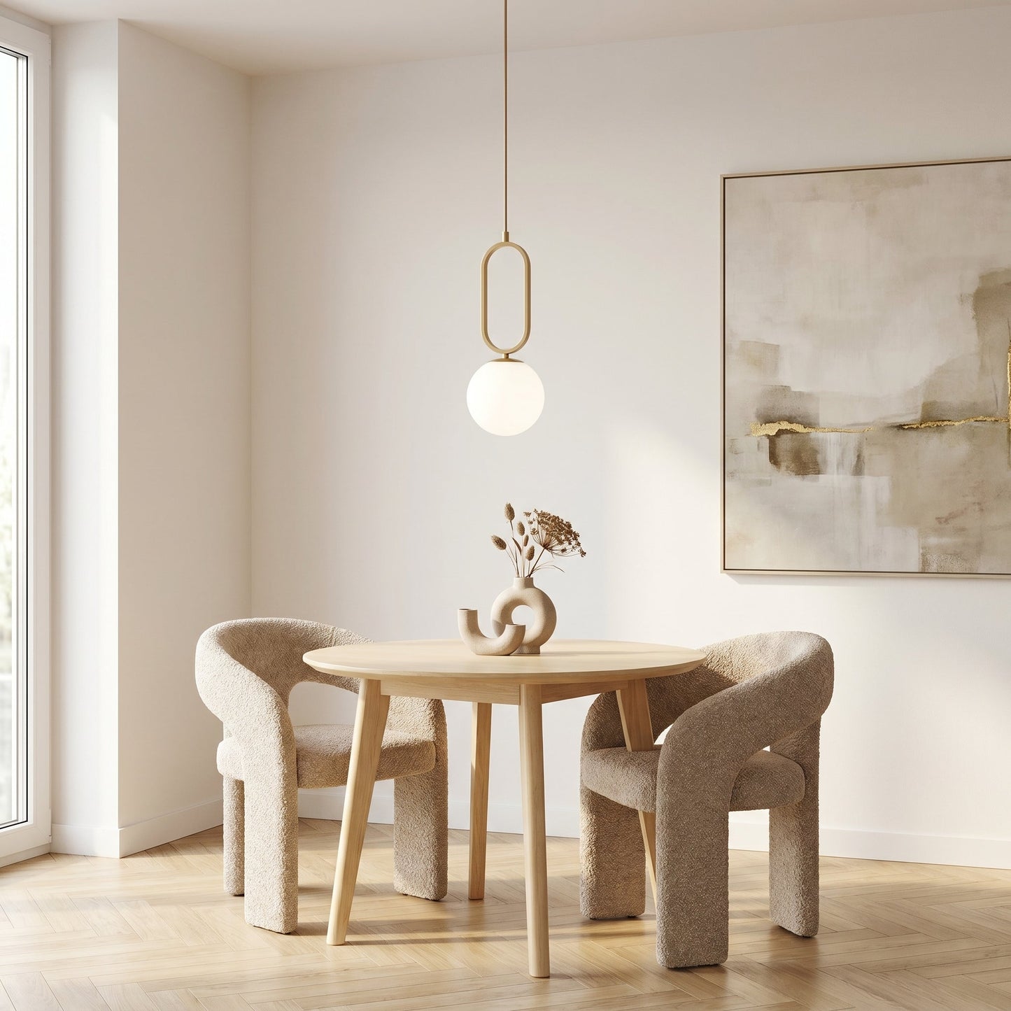 Glass Ball Brass Pendant Light - Minimalist Hanging Lamp