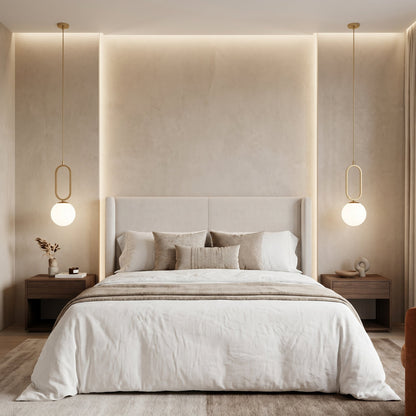 Glass Ball Brass Pendant Light - Minimalist Hanging Lamp