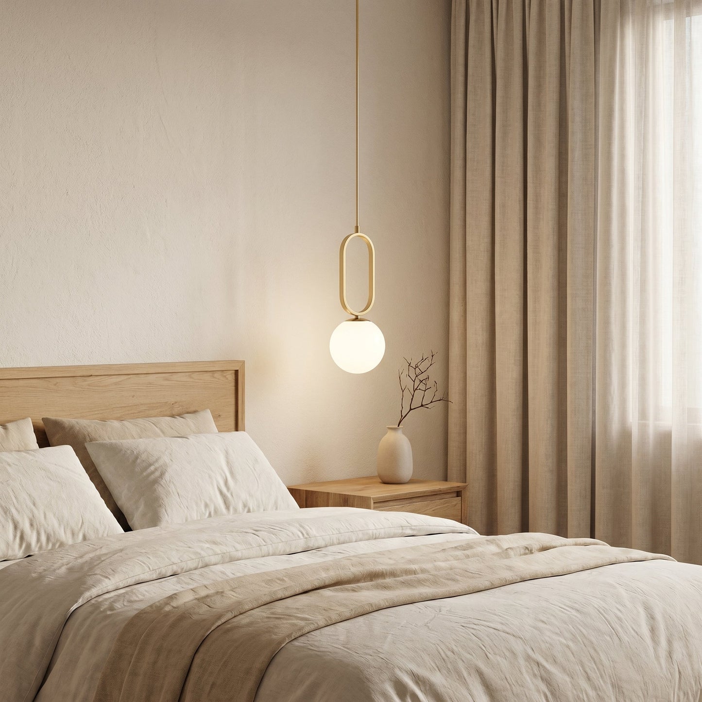 Glass Ball Brass Pendant Light - Minimalist Hanging Lamp