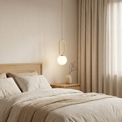 Glass Ball Brass Pendant Light - Minimalist Hanging Lamp