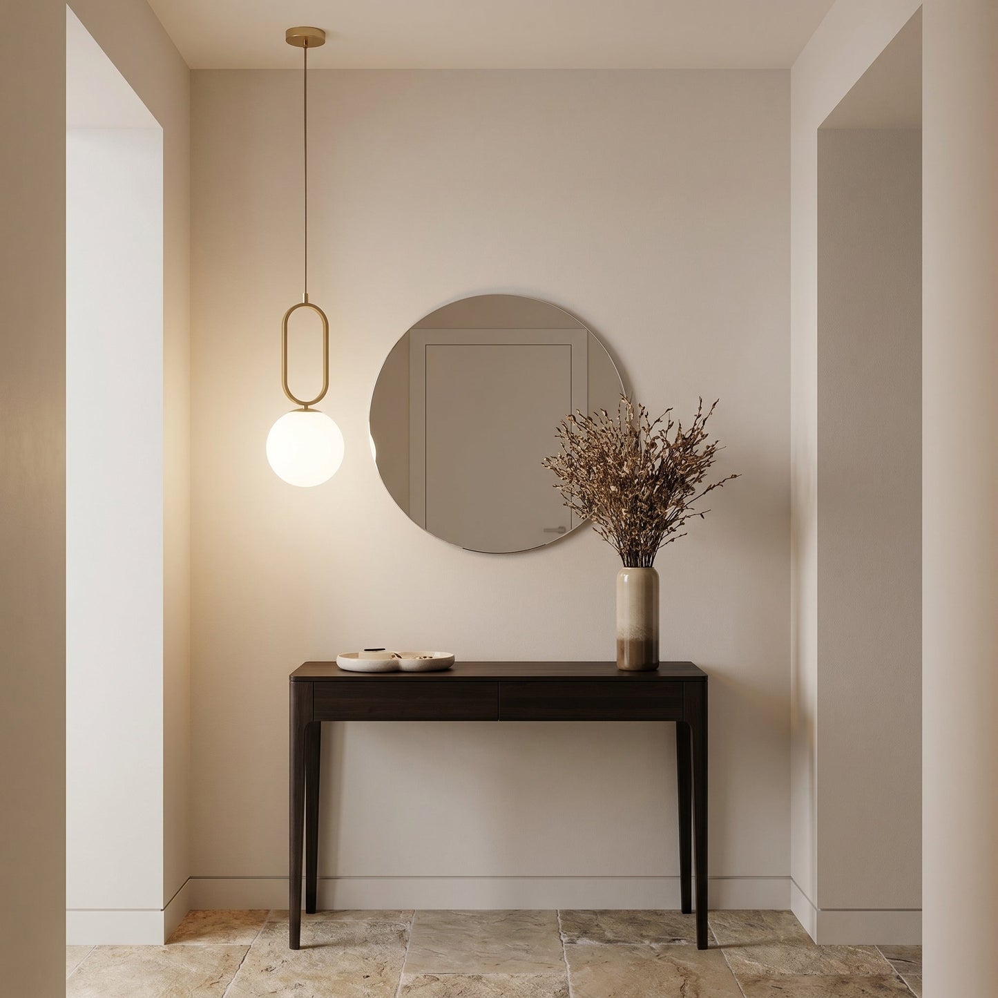 Glass Ball Brass Pendant Light - Minimalist Hanging Lamp