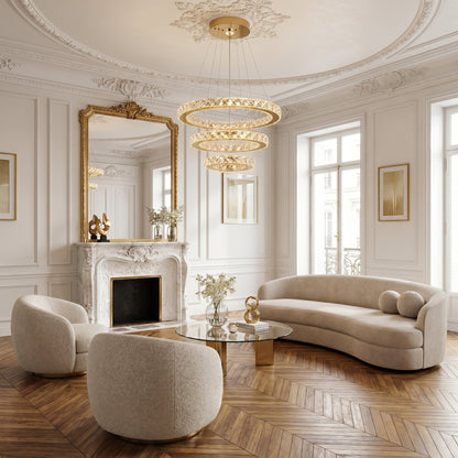Three Ring Crystal Chandelier - Modern Cascading Light