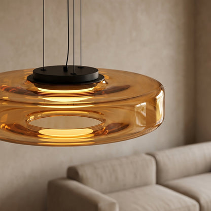 Suspension LED en verre fumé et métal noir – Verdora