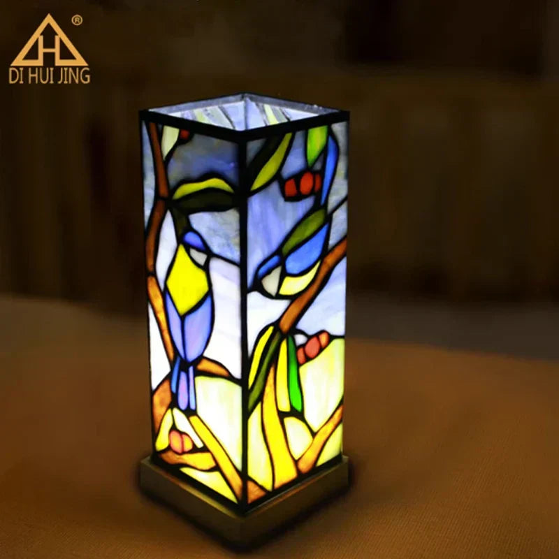 lampe de chevet tiffany Vitraux carré