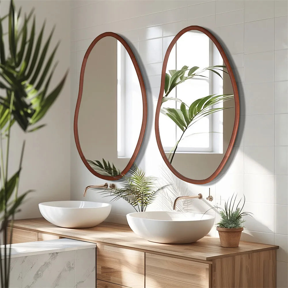 Miroir mural organique en bois de hêtre – Alvera