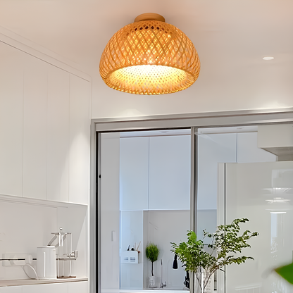 Plafonnier Circulaire en Rotin Naturel – Natora