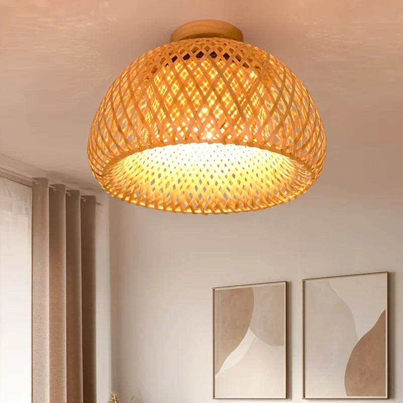 Plafonnier Circulaire en Rotin Naturel – Natora