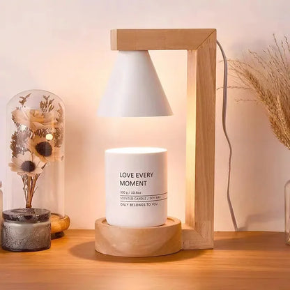 Lampe de Chevet design Chauffe-Bougie en Bois