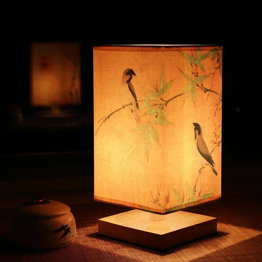 Lampe de Chevet en Bois Style Chinois