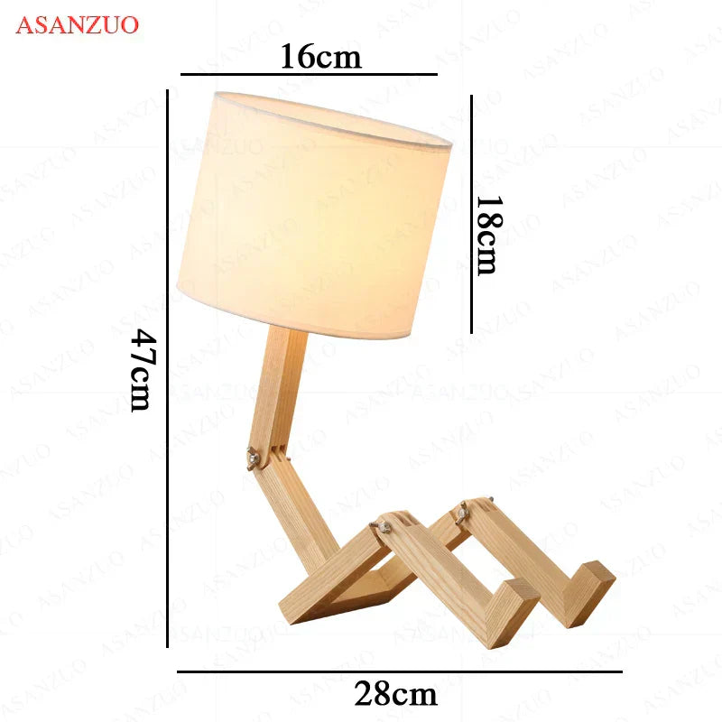 Lampe de chevet pliante en bois