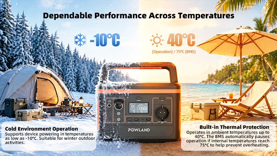 POWLAND – tragbarer Solargenerator 800W, mit AC-Steckdose, MPPT-Unterstützung, 100W Solarpanel, Lithiumbatterie für Camping im Freien