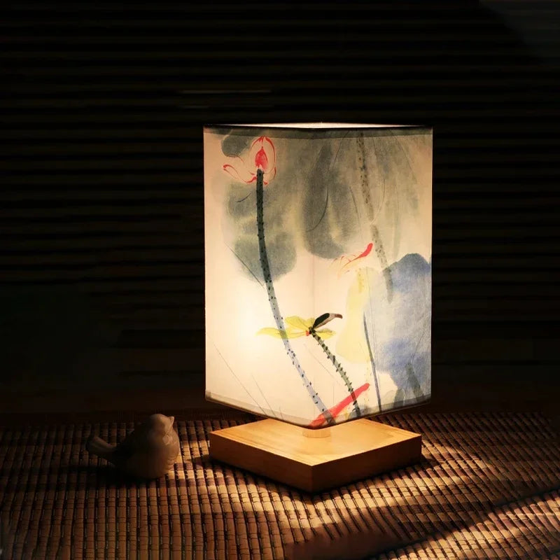 Lampe de Chevet en Bois Style Chinois