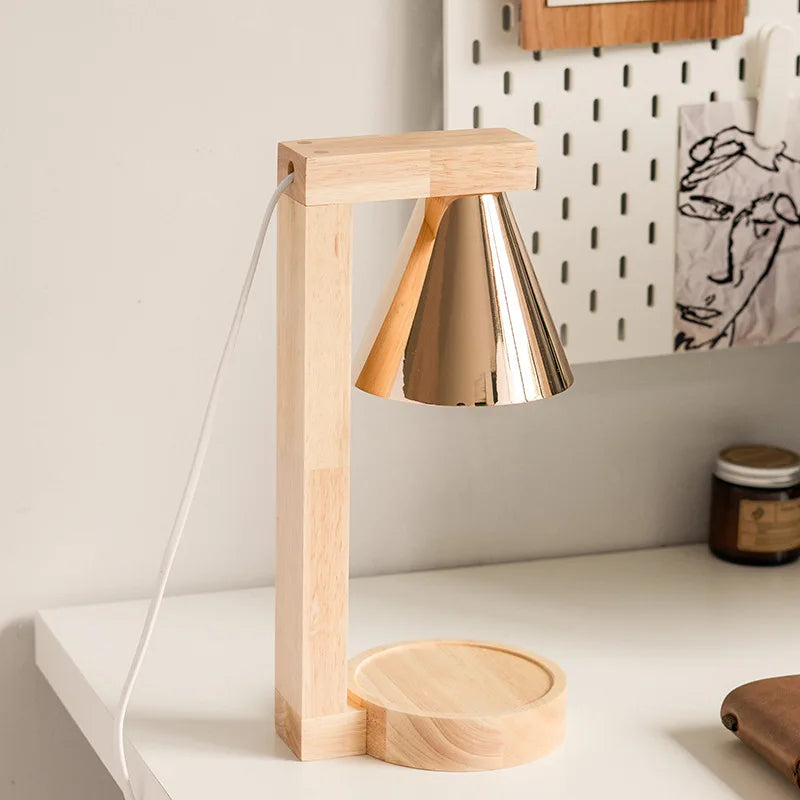 Lampe de Chevet design Chauffe-Bougie en Bois