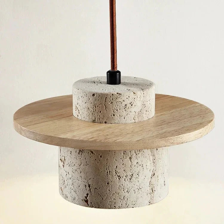 Suspension Moderne en Pierre Naturelle et Bois - Minéora