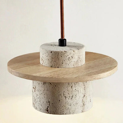 Suspension Moderne en Pierre Naturelle et Bois - Minéora