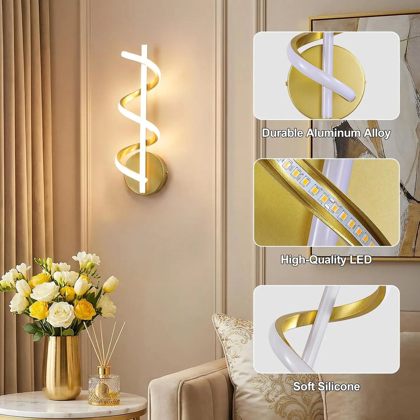 21/14/15W LED Wall Lights Modern Spiral Design Warm White Light Wall Sconce Lamp for Living Room Bedroom Hallway Stairs Indoor