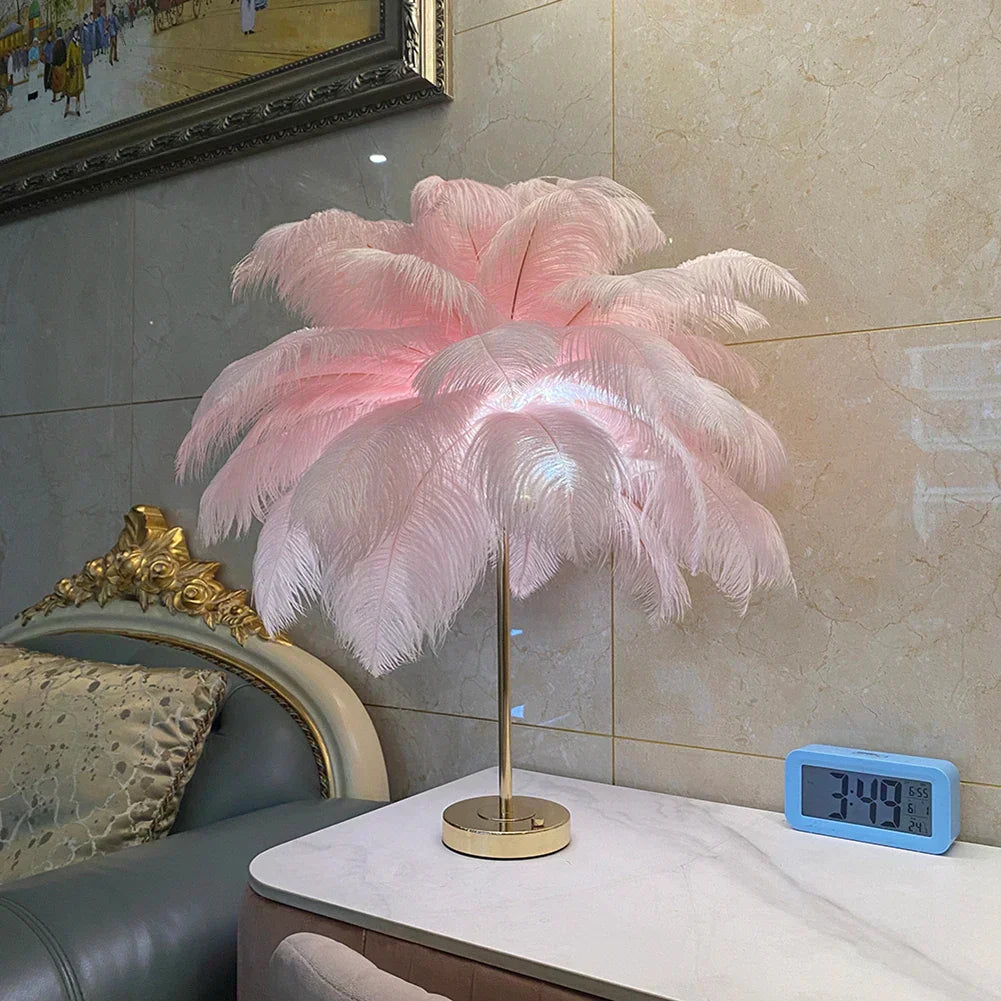 Lampe de chevet design à plumes