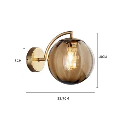 Lampe de chevet Murale Design Boule en verre Fumé
