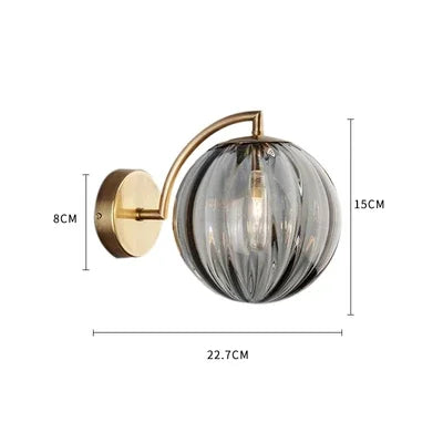Lampe de chevet Murale Design Boule en verre Fumé