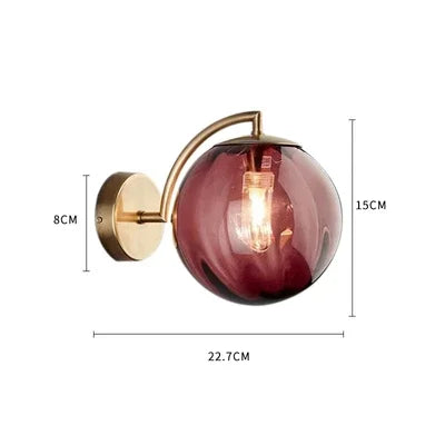 Lampe de chevet Murale Design Boule en verre Fumé