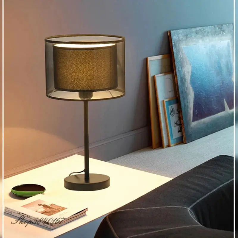 Lampe de chevet design tissu à Double couche