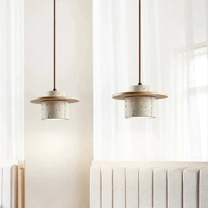 Suspension Moderne en Pierre Naturelle et Bois - Minéora