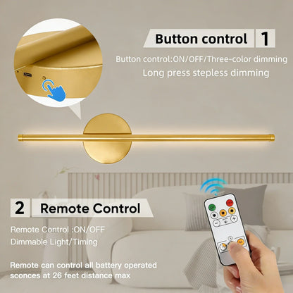 Battery Operated Wall Sconce Wireless LED Light 5v  with Remote Control USB Rechargeable Wall Lights for Bedroom Living Room