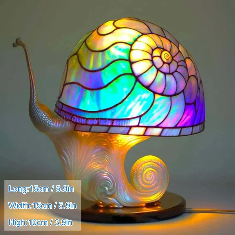 Lampe de chevet champignon fleuri teinté