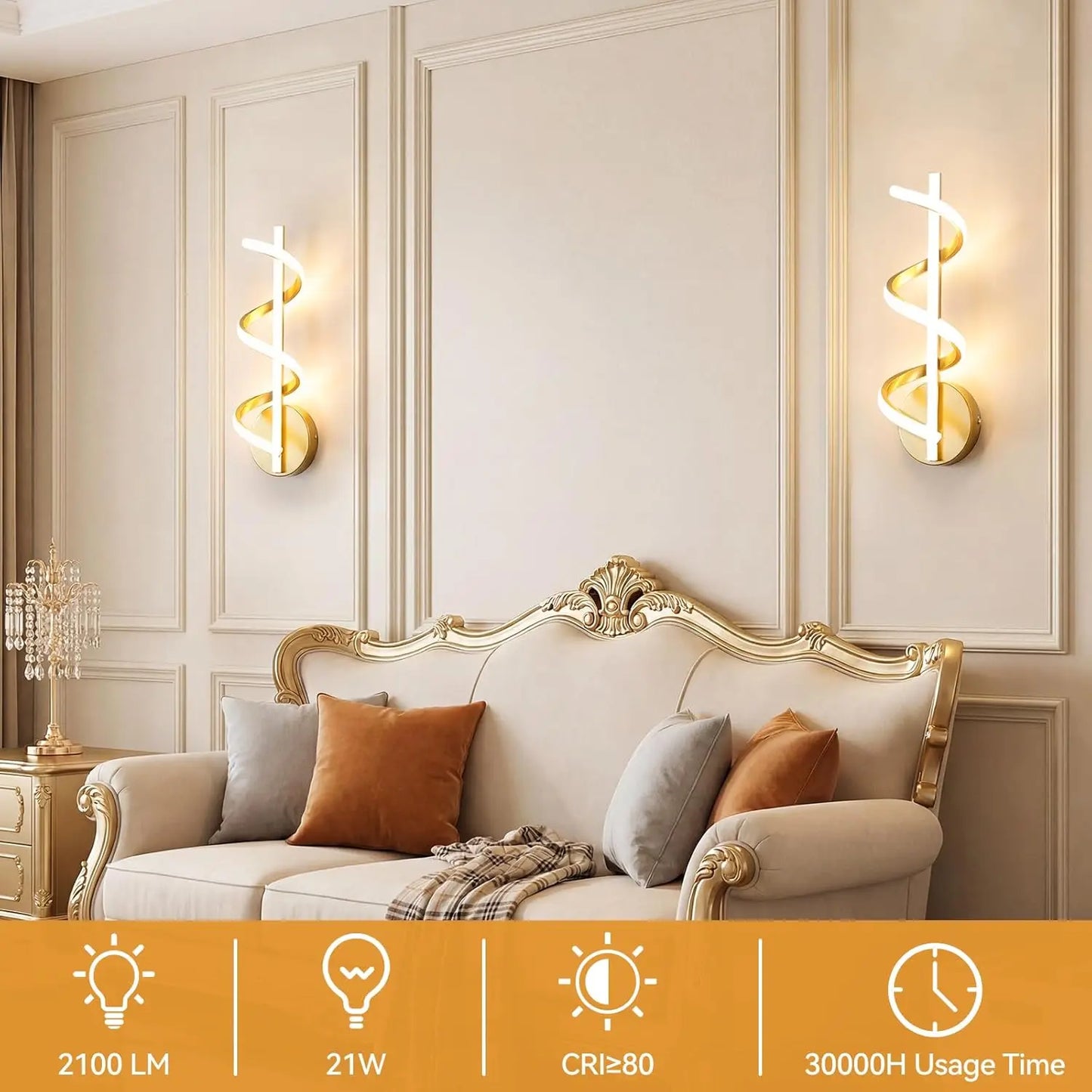 21/14/15W LED Wall Lights Modern Spiral Design Warm White Light Wall Sconce Lamp for Living Room Bedroom Hallway Stairs Indoor