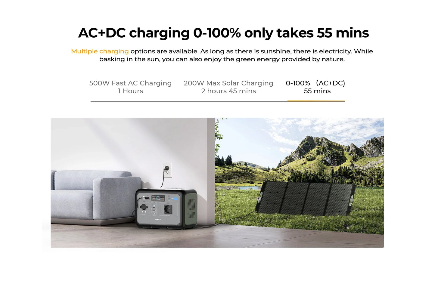 OUKITEL P800E – tragbare Powerstation 800W, Solargenerator LiFePO4 512Wh