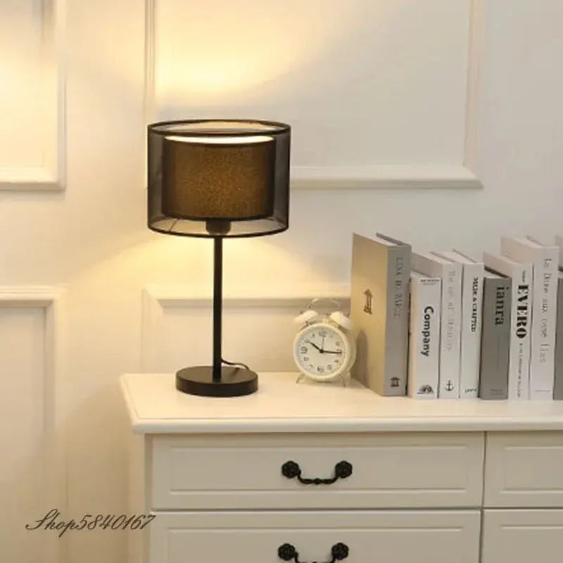 Lampe de chevet design tissu à Double couche