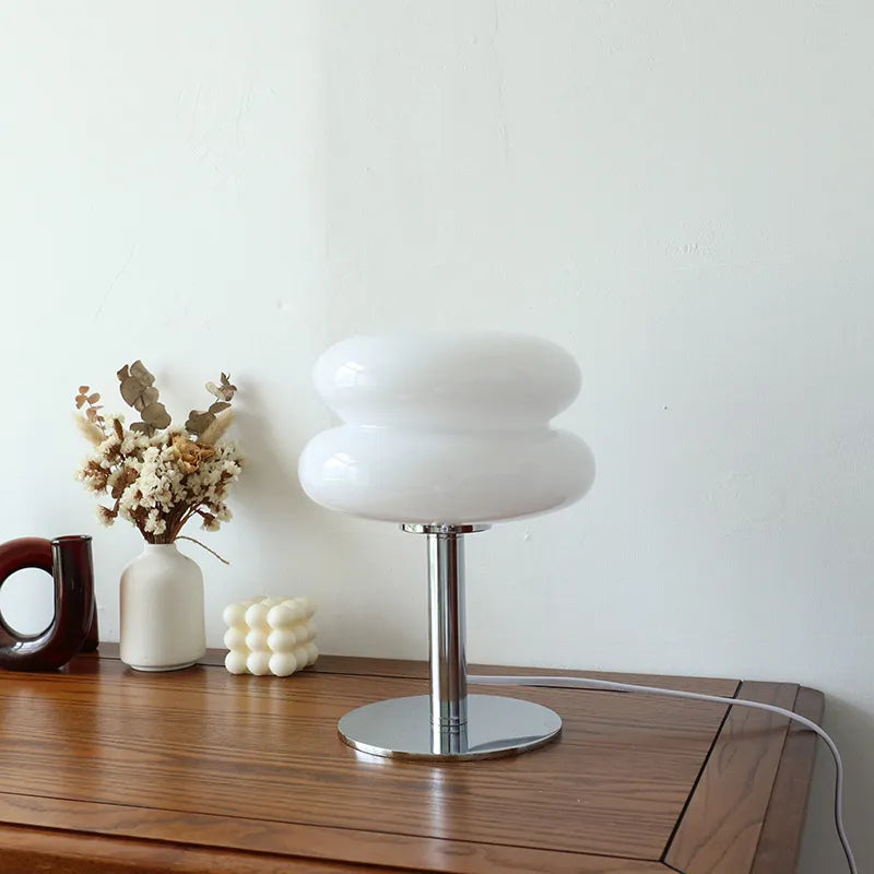 Lampe de chevet design Moderne Pierre de Verre et Acier Inoxydable