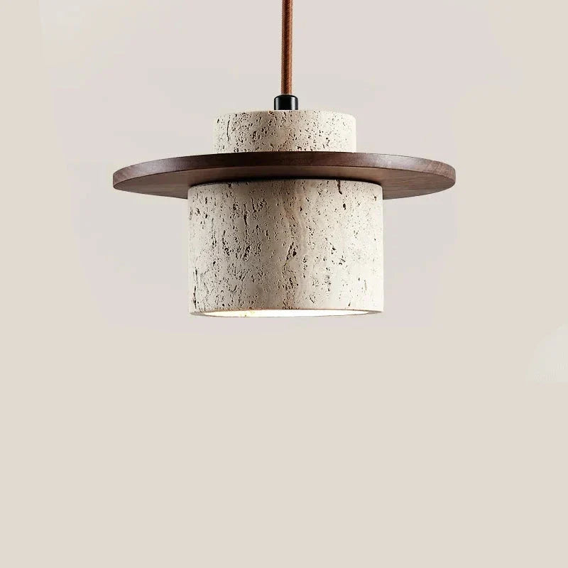 Suspension Moderne en Pierre Naturelle et Bois - Minéora