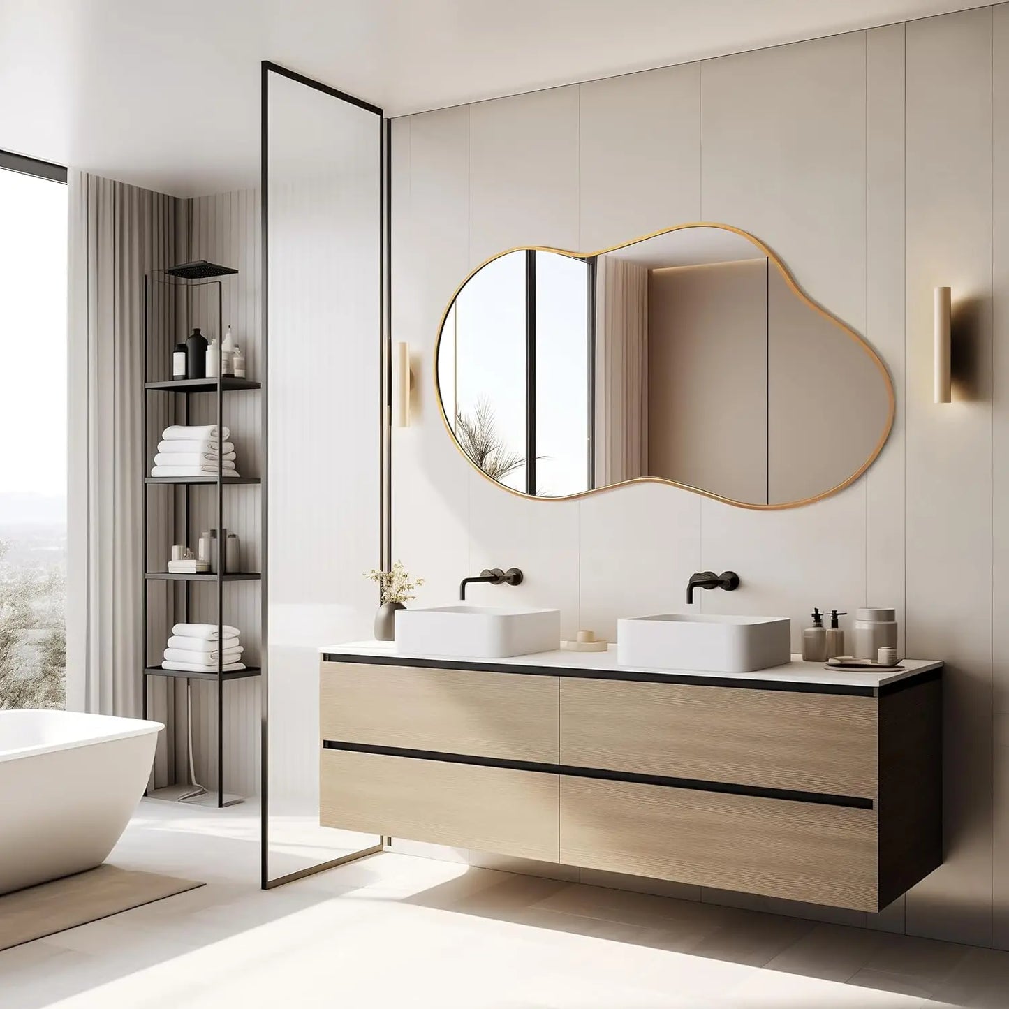 Miroir organique asymétrique en métal – Aurelia