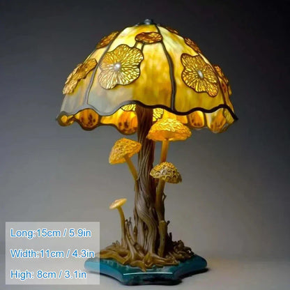 Lampe de chevet champignon fleuri teinté