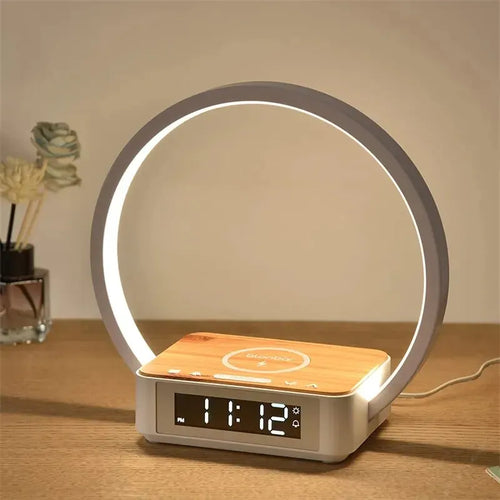 Lampe de chevet tactile style bois naturel