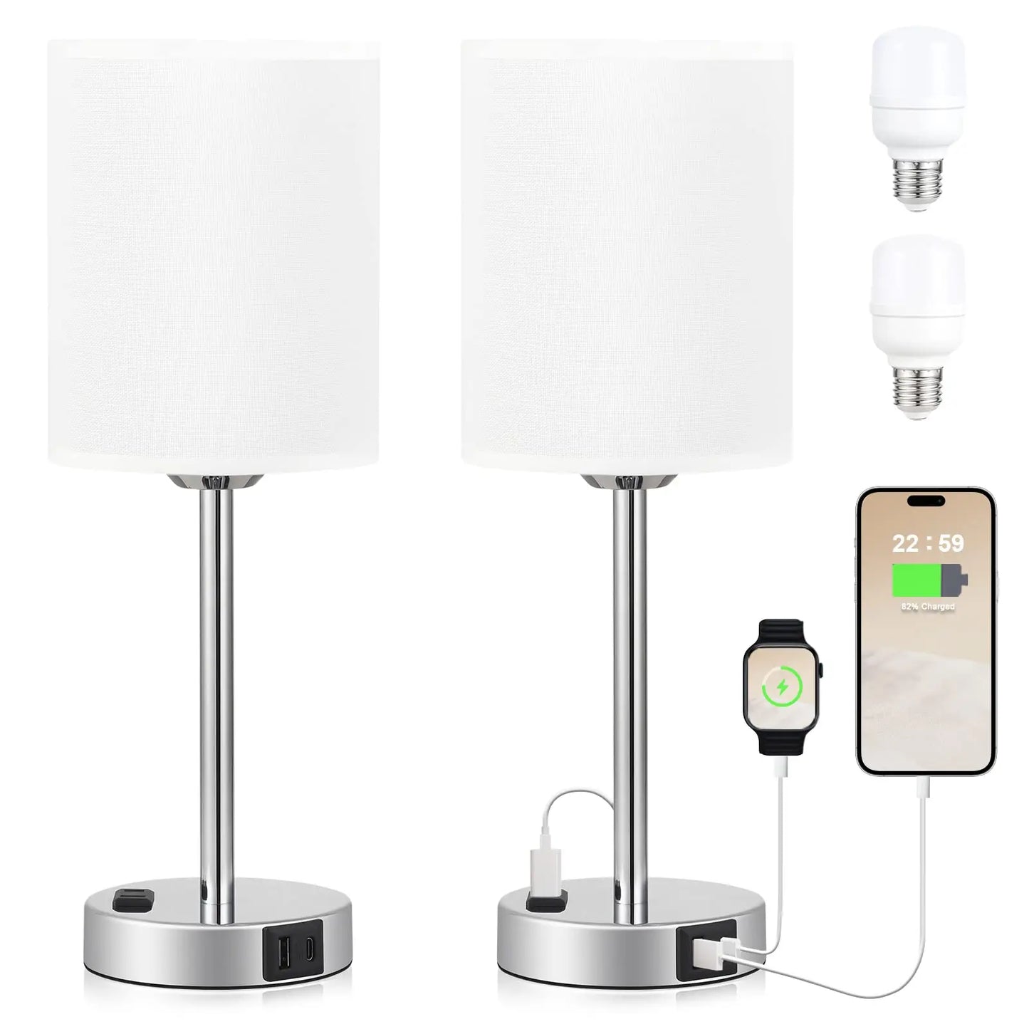 Lampe de chevet chargeur stylé